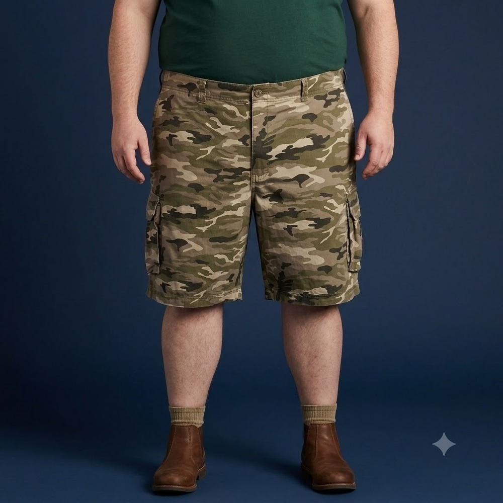 True Religion Cargo Shorts Mens 48 Camo Cotton Utility Casual